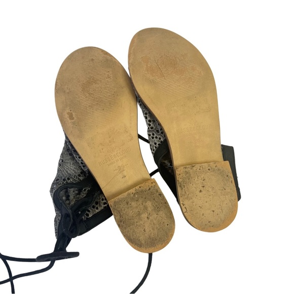 Musse & Cloud Leather fabric Lace Black Gray Sandals Ankle Boho Lagenlook 39 8 - Picture 7 of 12